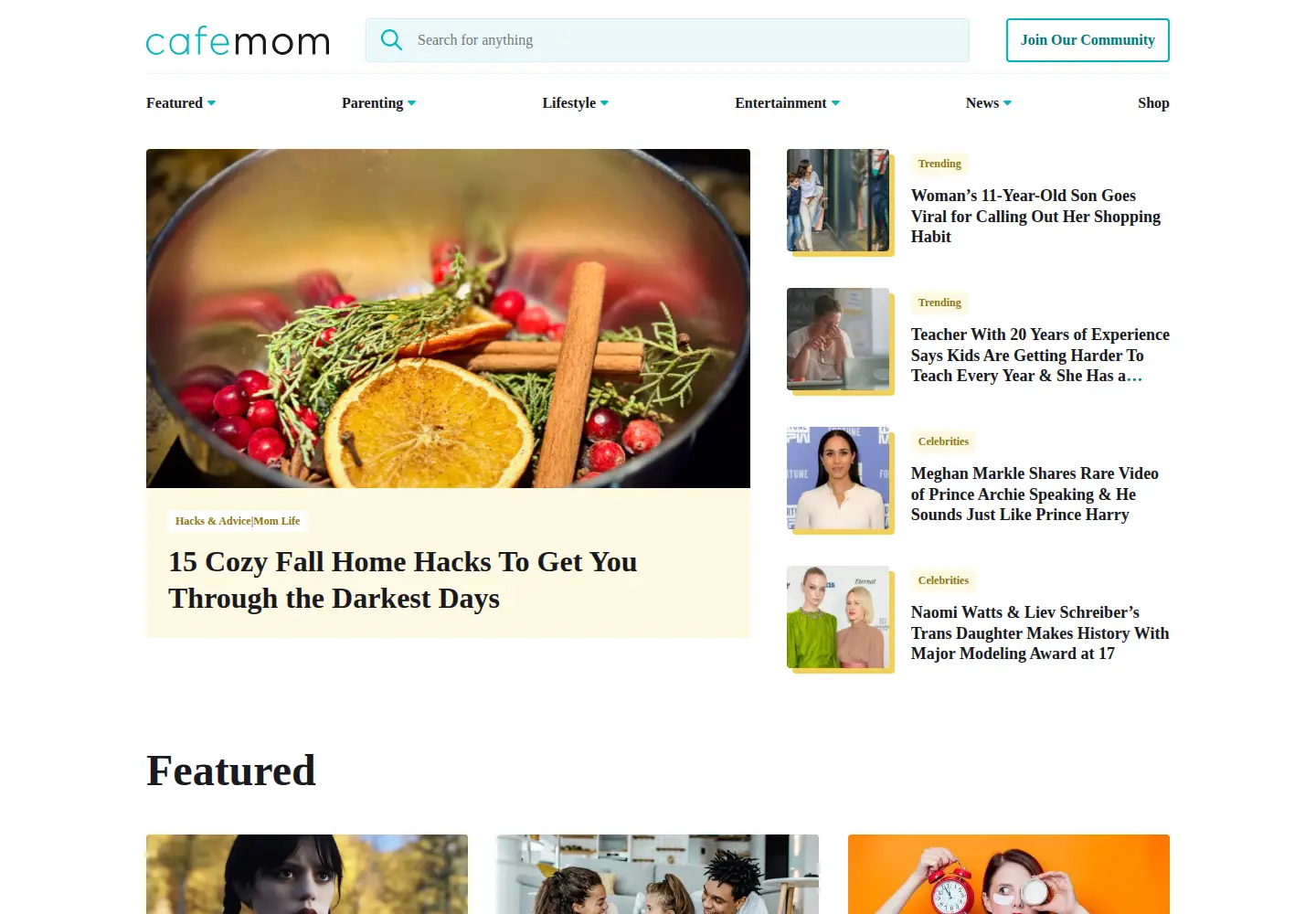 Screenshot of cafemom.com