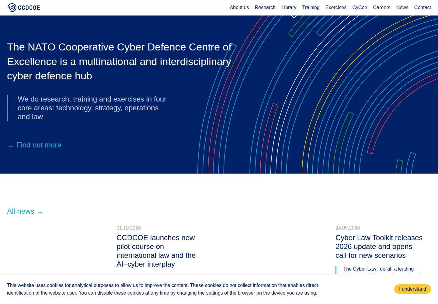 Screenshot of ccdcoe.org