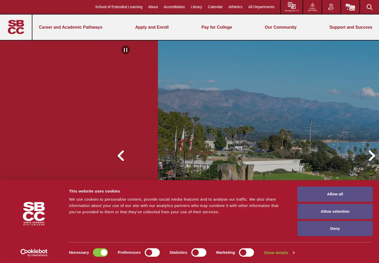 Screenshot of sbcc.edu