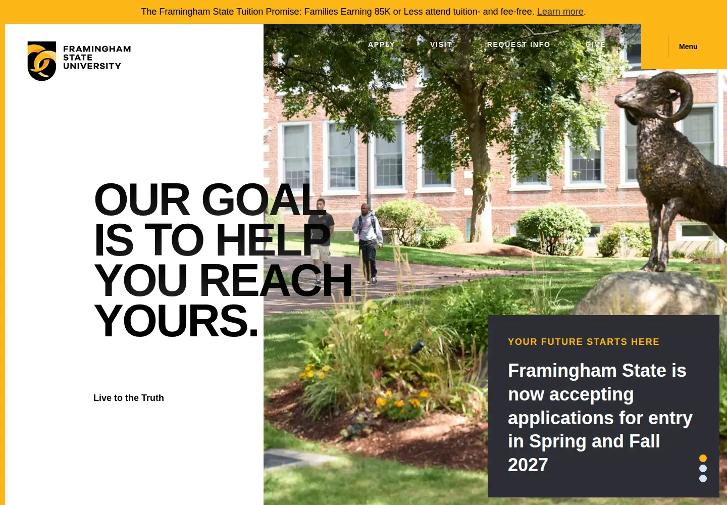 Screenshot of framingham.edu