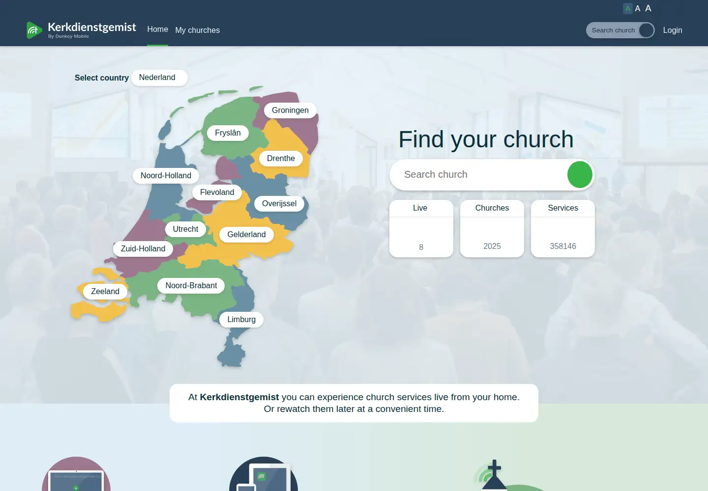 Screenshot of kerkdienstgemist.nl