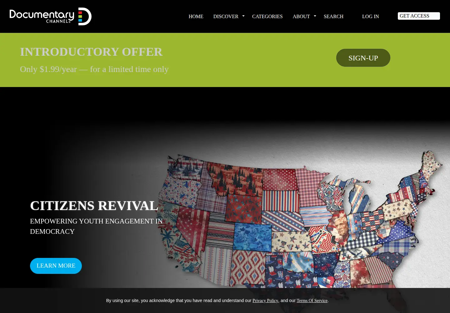 Screenshot of documentarychannel.com