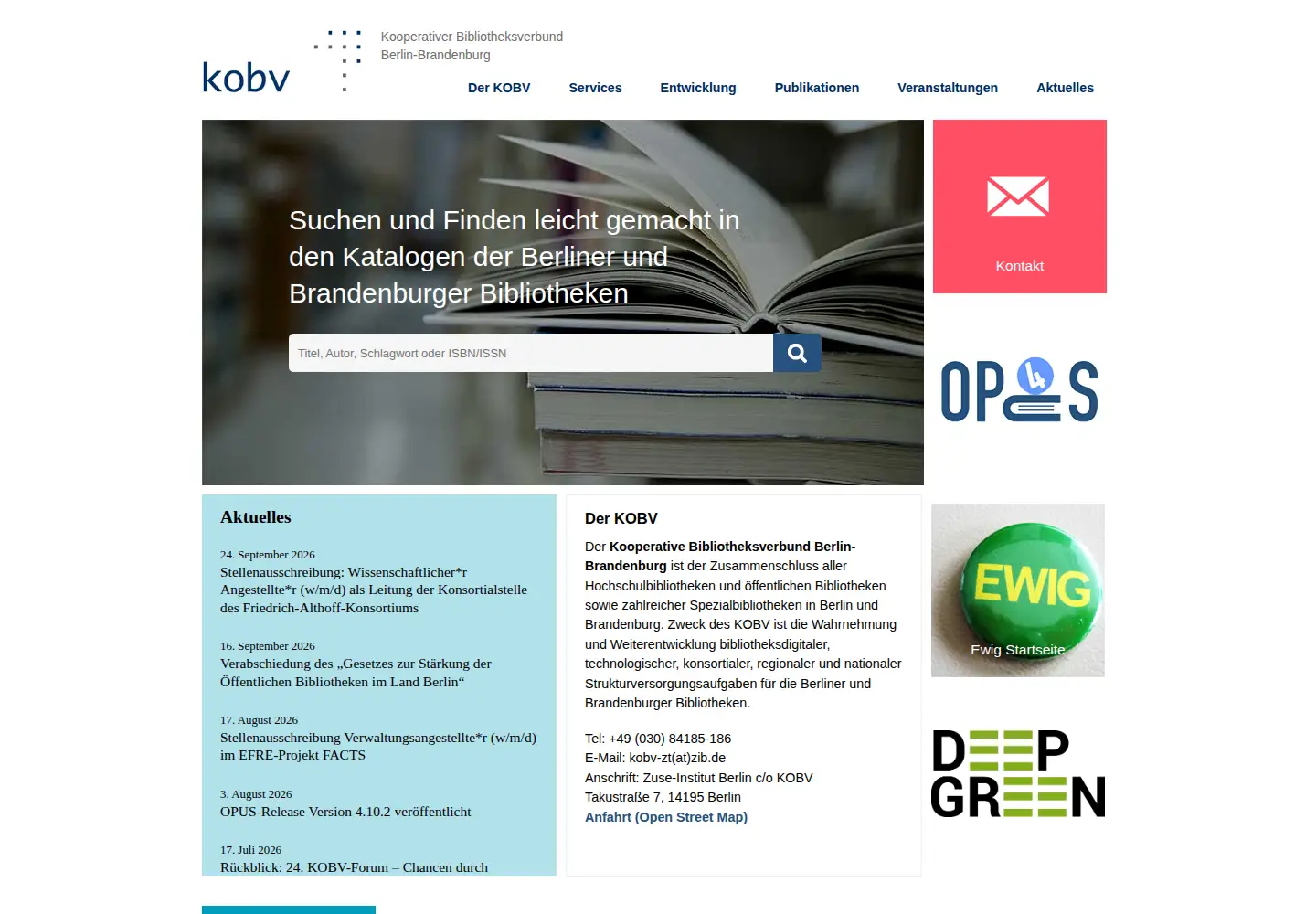 Screenshot of kobv.de