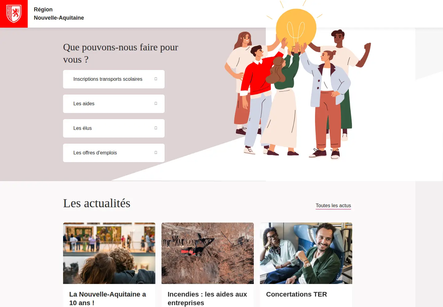 Screenshot of nouvelle-aquitaine.fr