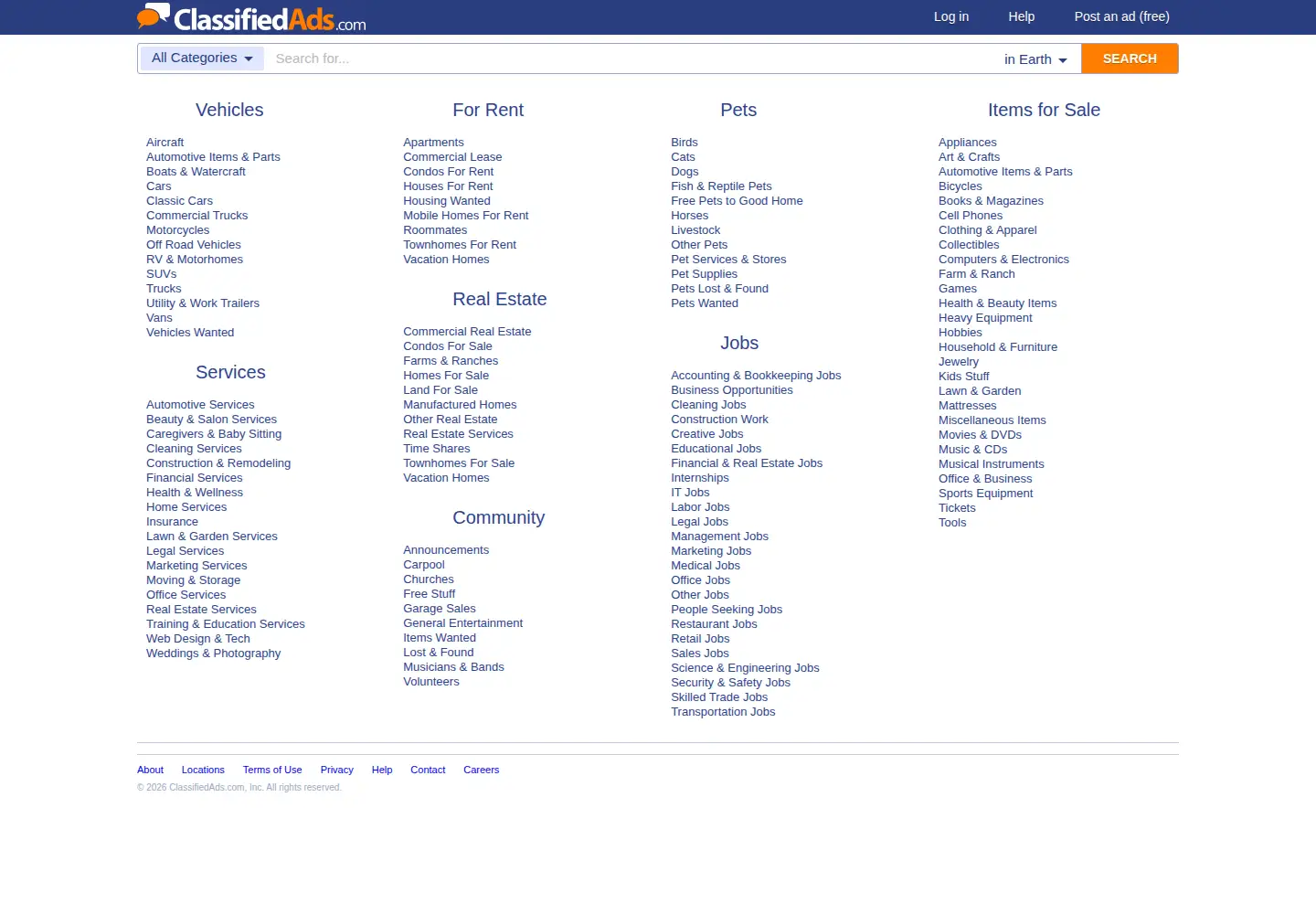 Screenshot of classifiedads.com