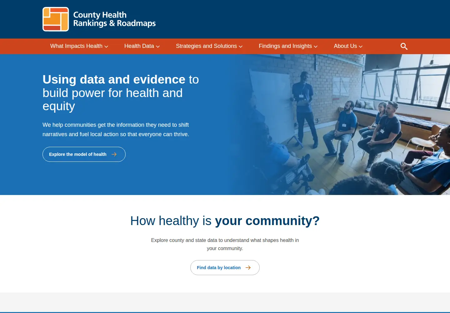 Screenshot of countyhealthrankings.org