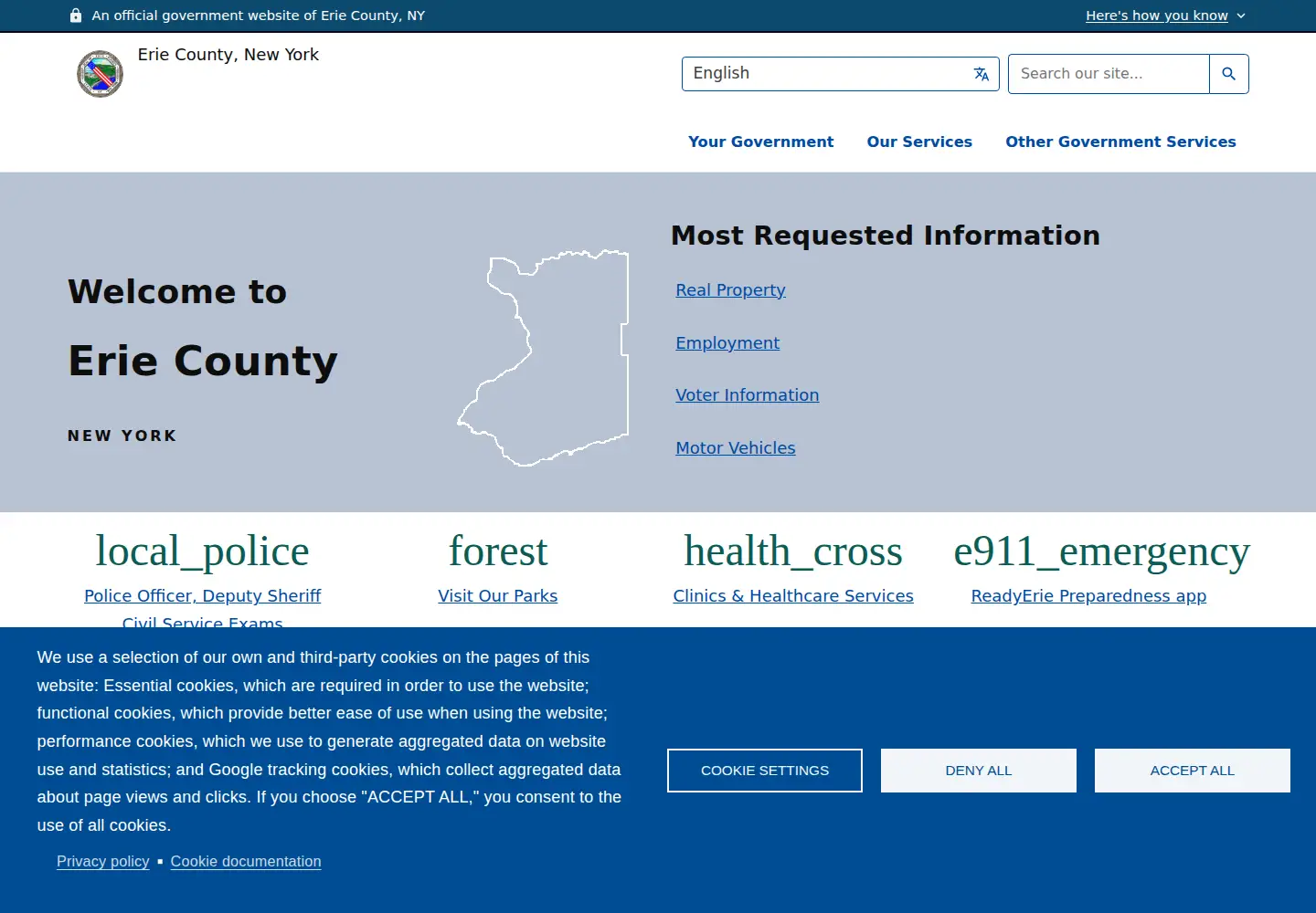 Screenshot of erie.gov