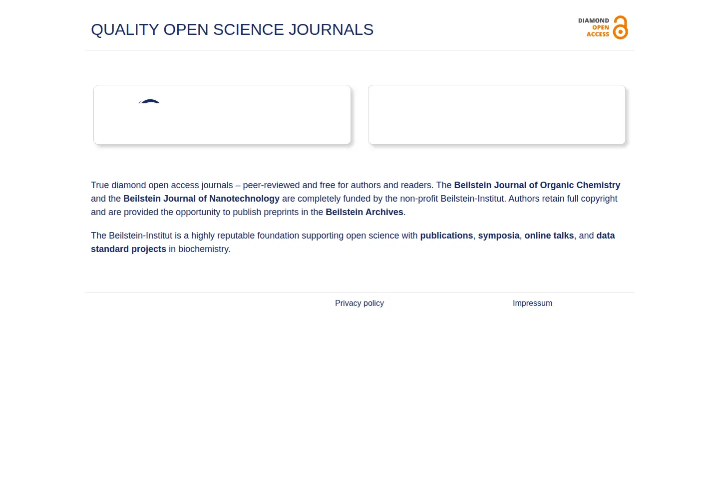 Screenshot of beilstein-journals.org