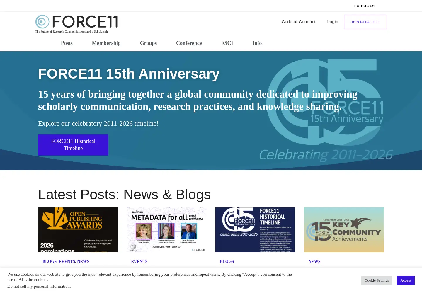 Screenshot of force11.org