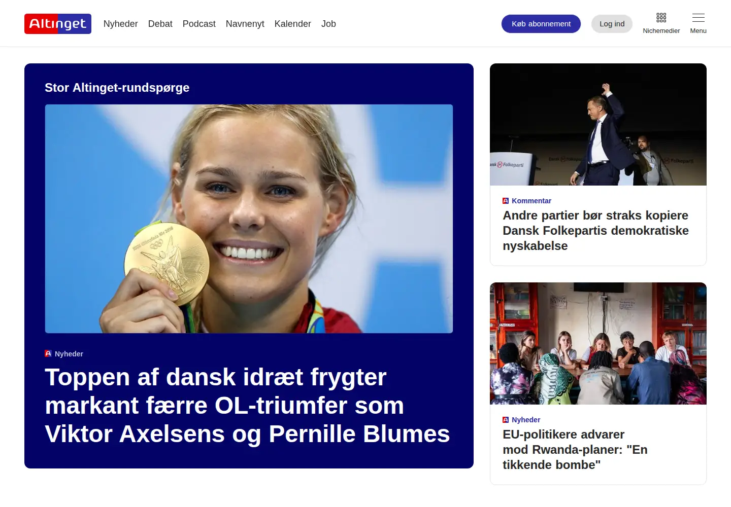 Screenshot of altinget.dk