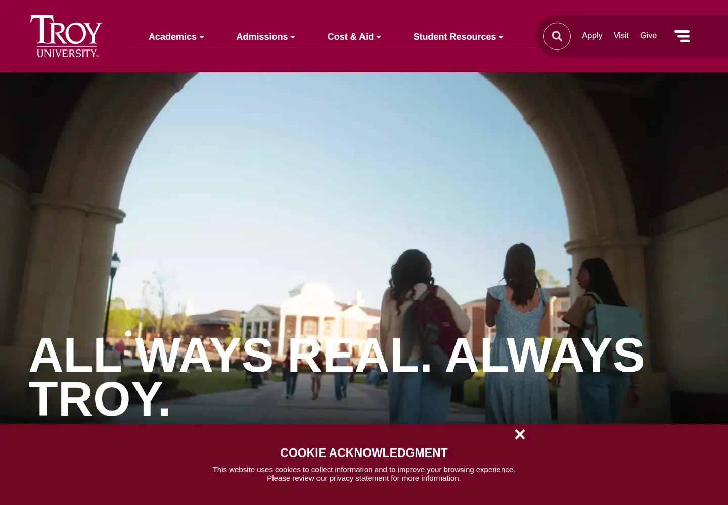 Screenshot of troy.edu