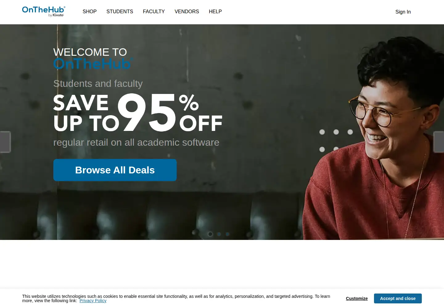 Screenshot of onthehub.com
