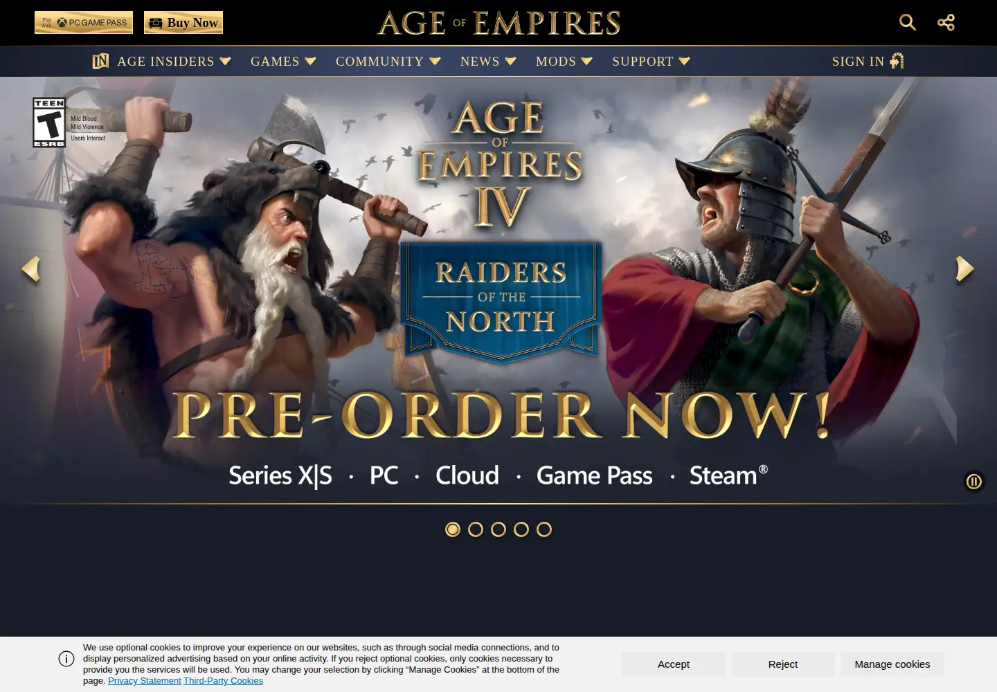 Screenshot of ageofempires.com