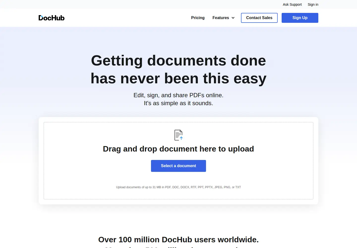 Screenshot of dochub.com