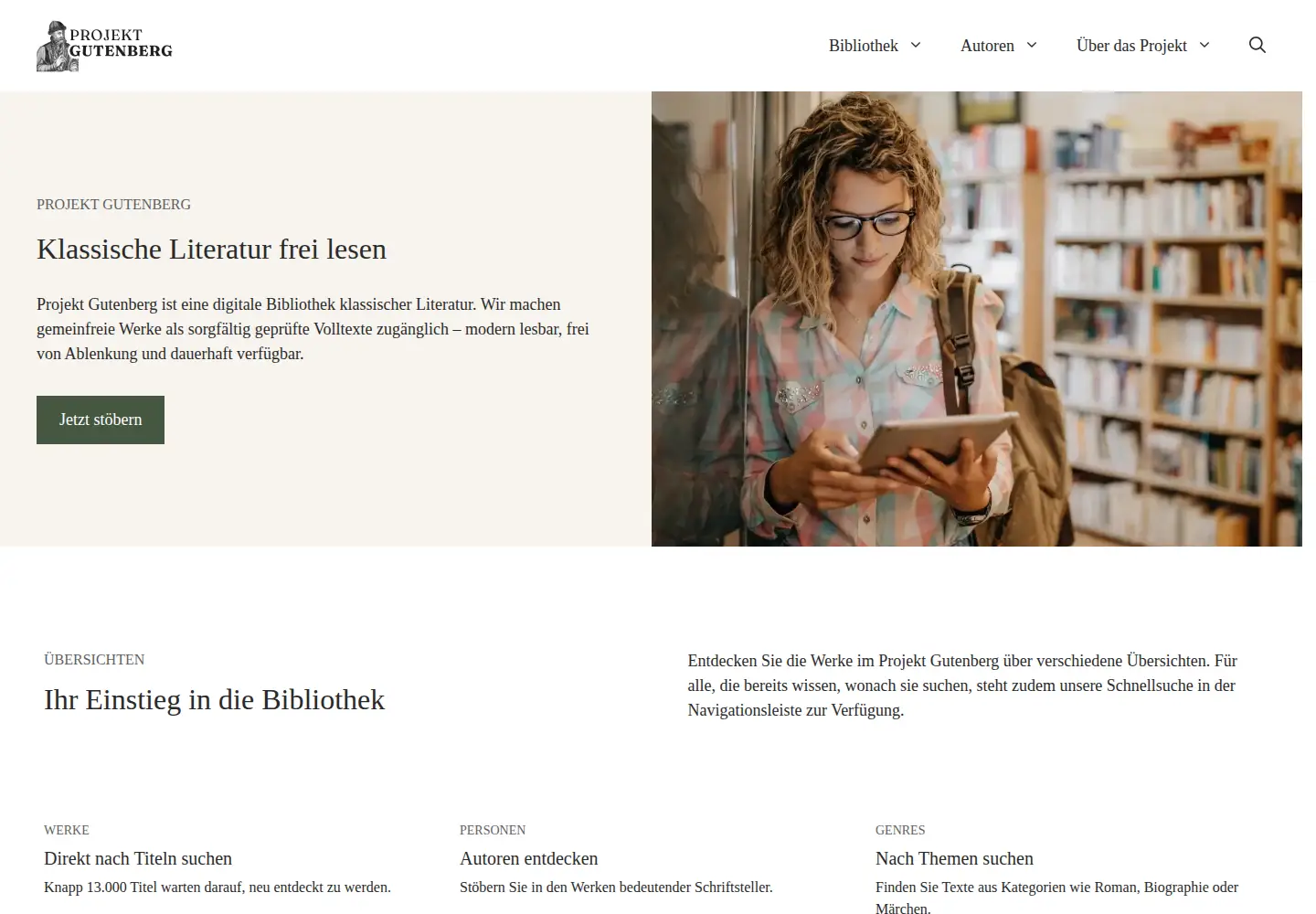 Screenshot of projekt-gutenberg.org