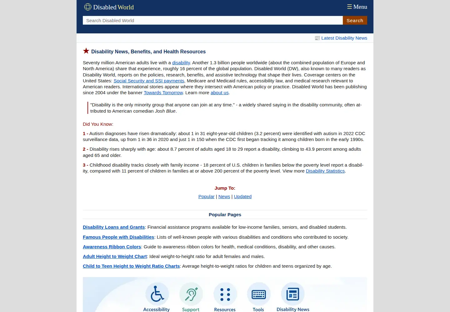 Screenshot of disabled-world.com