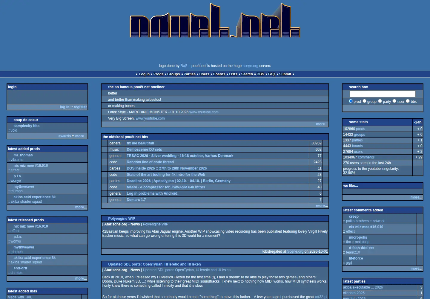 Screenshot of pouet.net