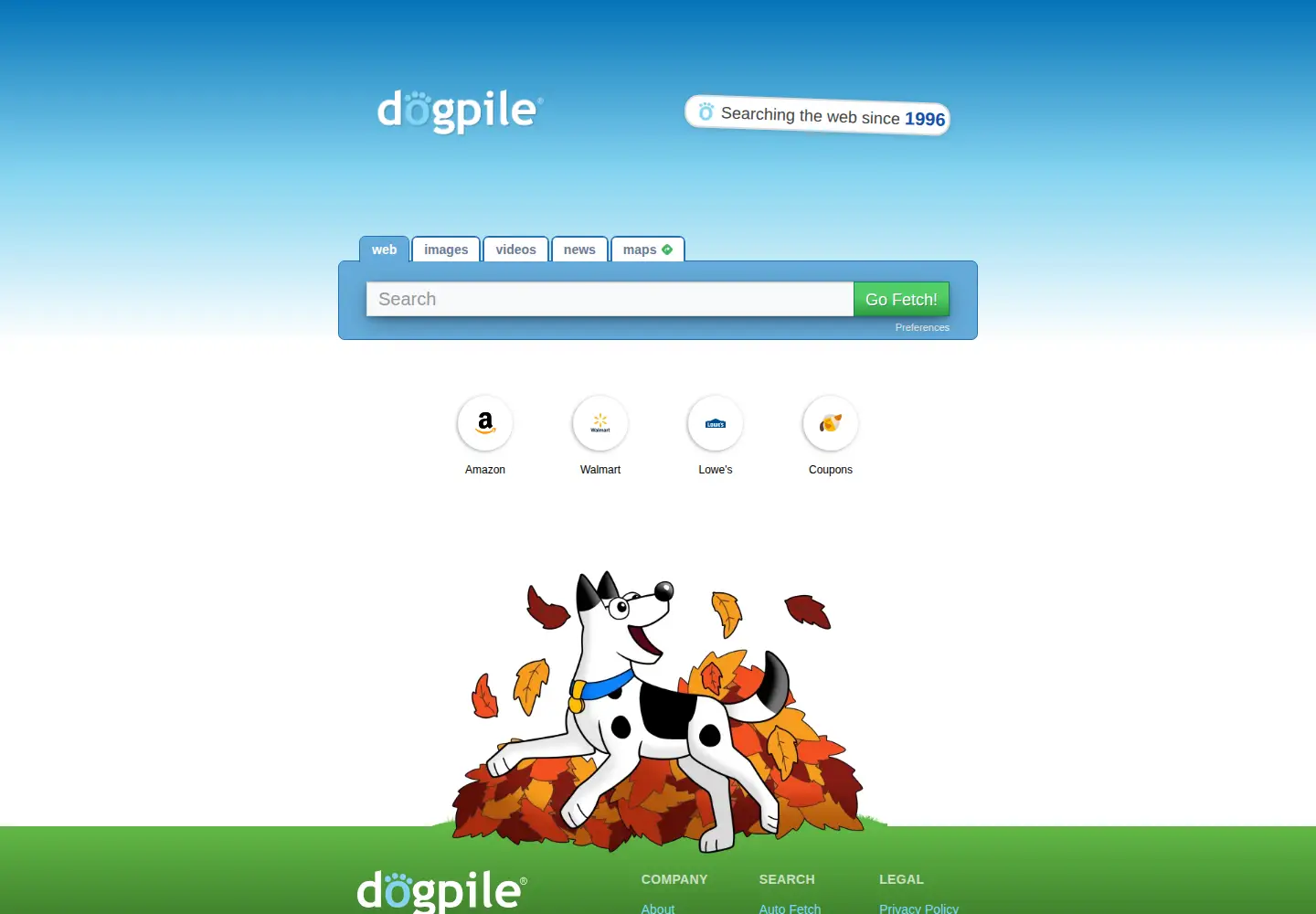 Screenshot of dogpile.com