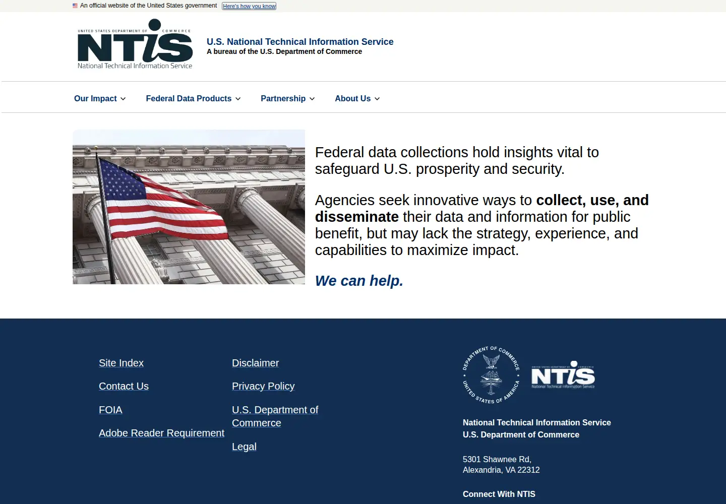 Screenshot of ntis.gov