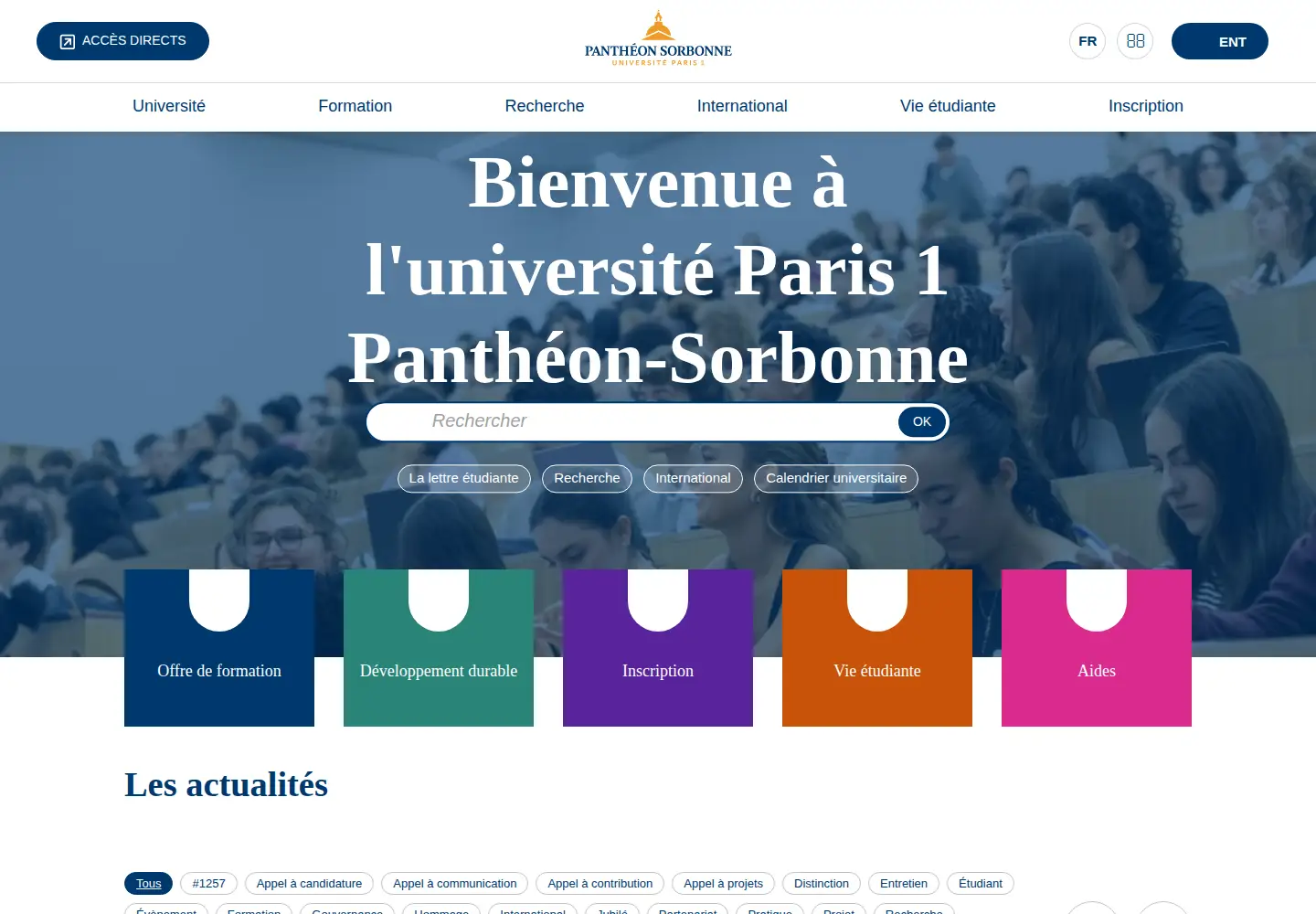 Screenshot of pantheonsorbonne.fr
