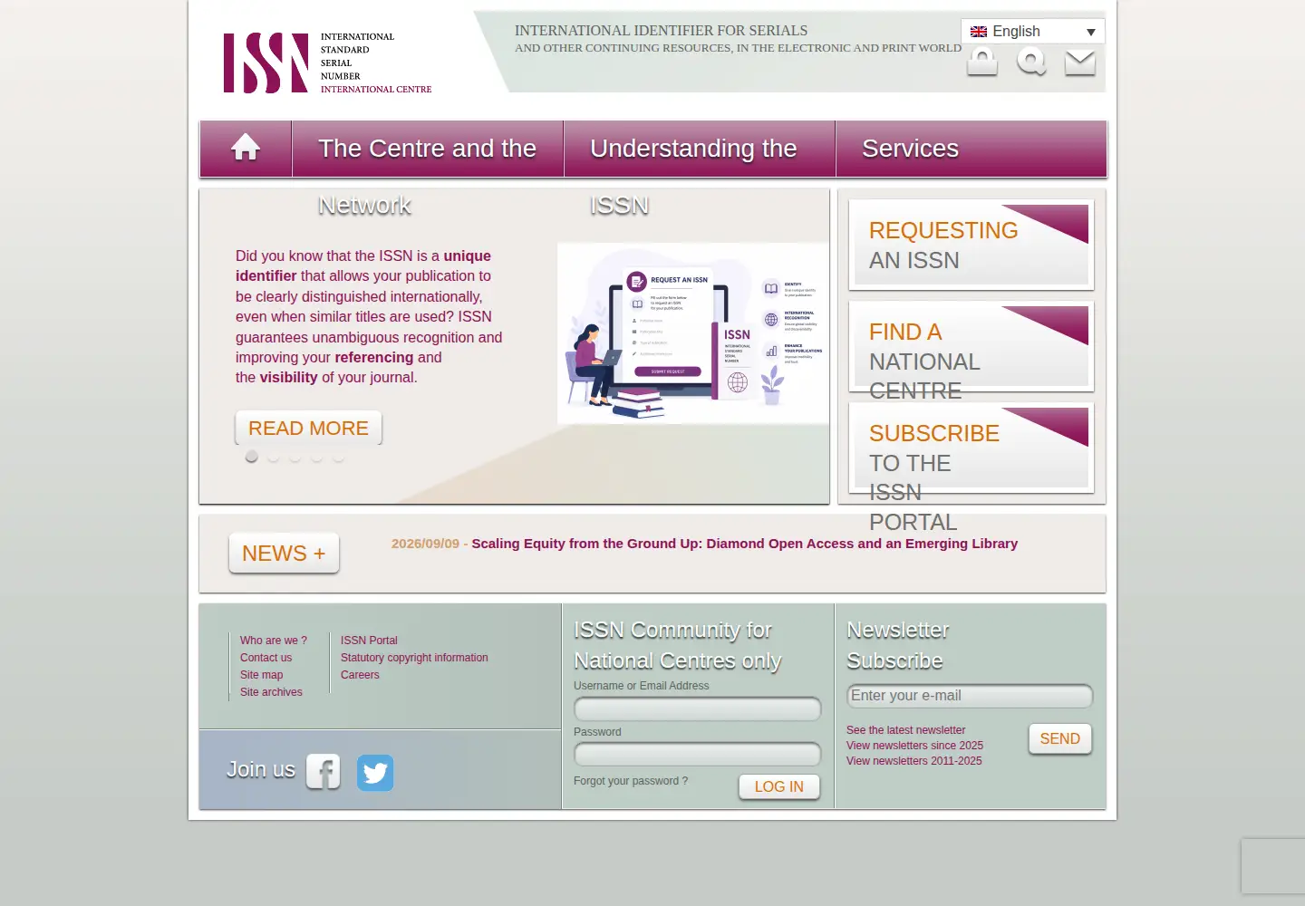 Screenshot of issn.org