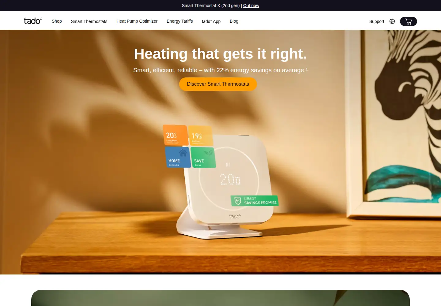 Captured homepage of tado.com in the current scan