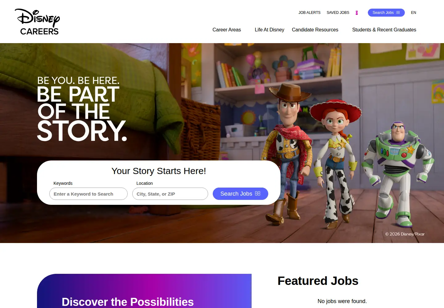 Screenshot of disneycareers.com