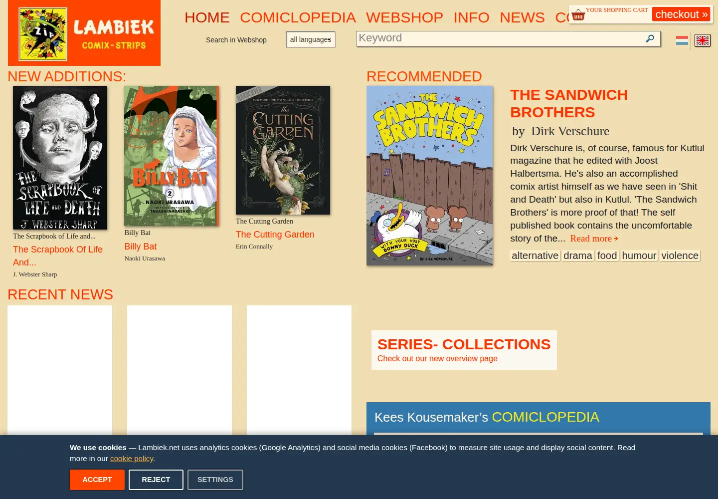Screenshot of lambiek.net