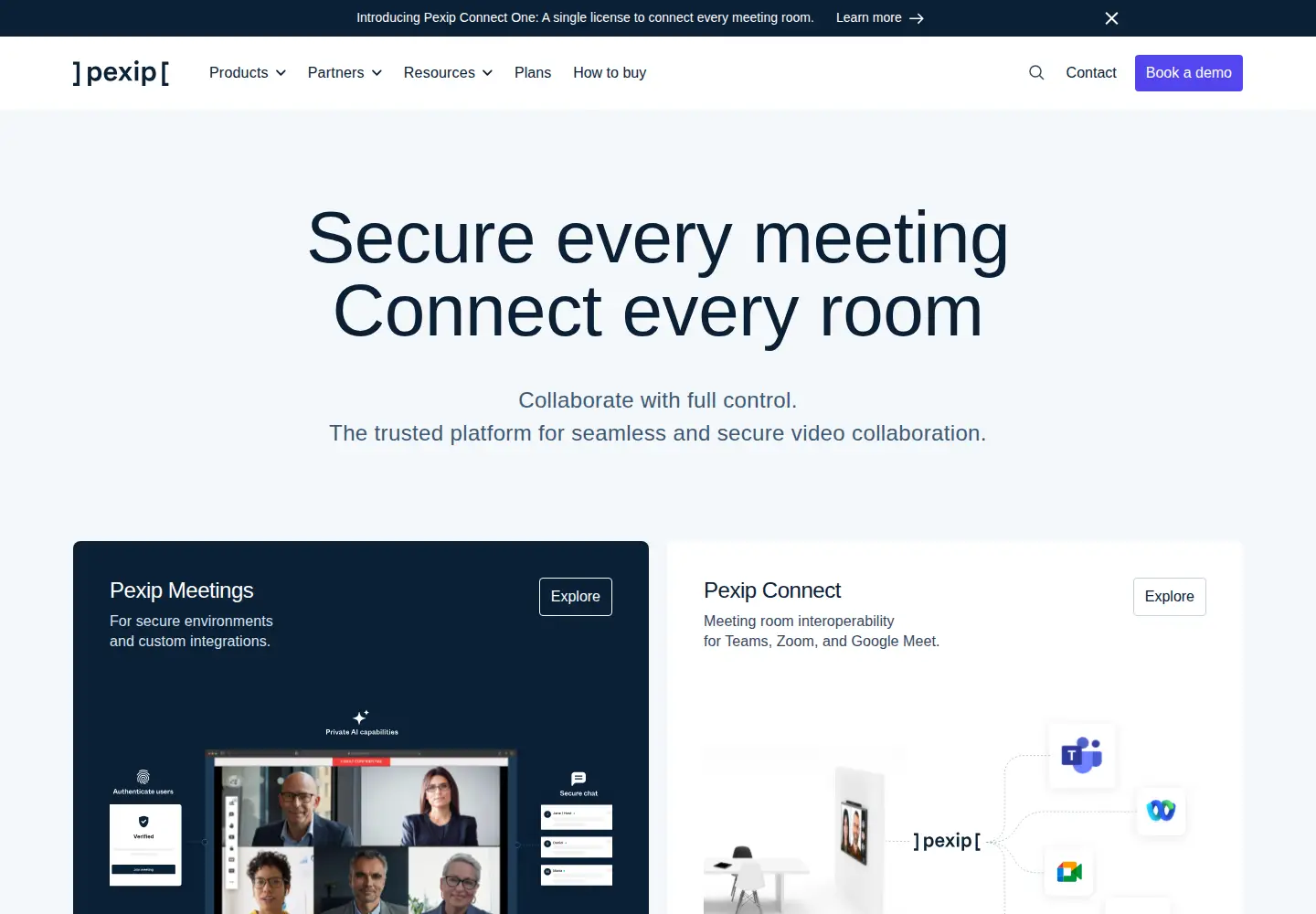 Screenshot of pexip.com