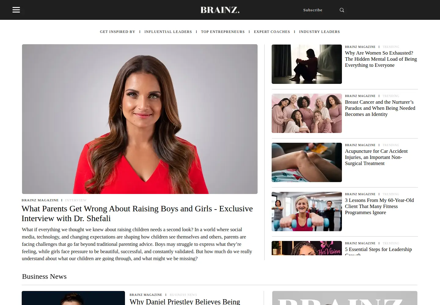 Screenshot of brainzmagazine.com