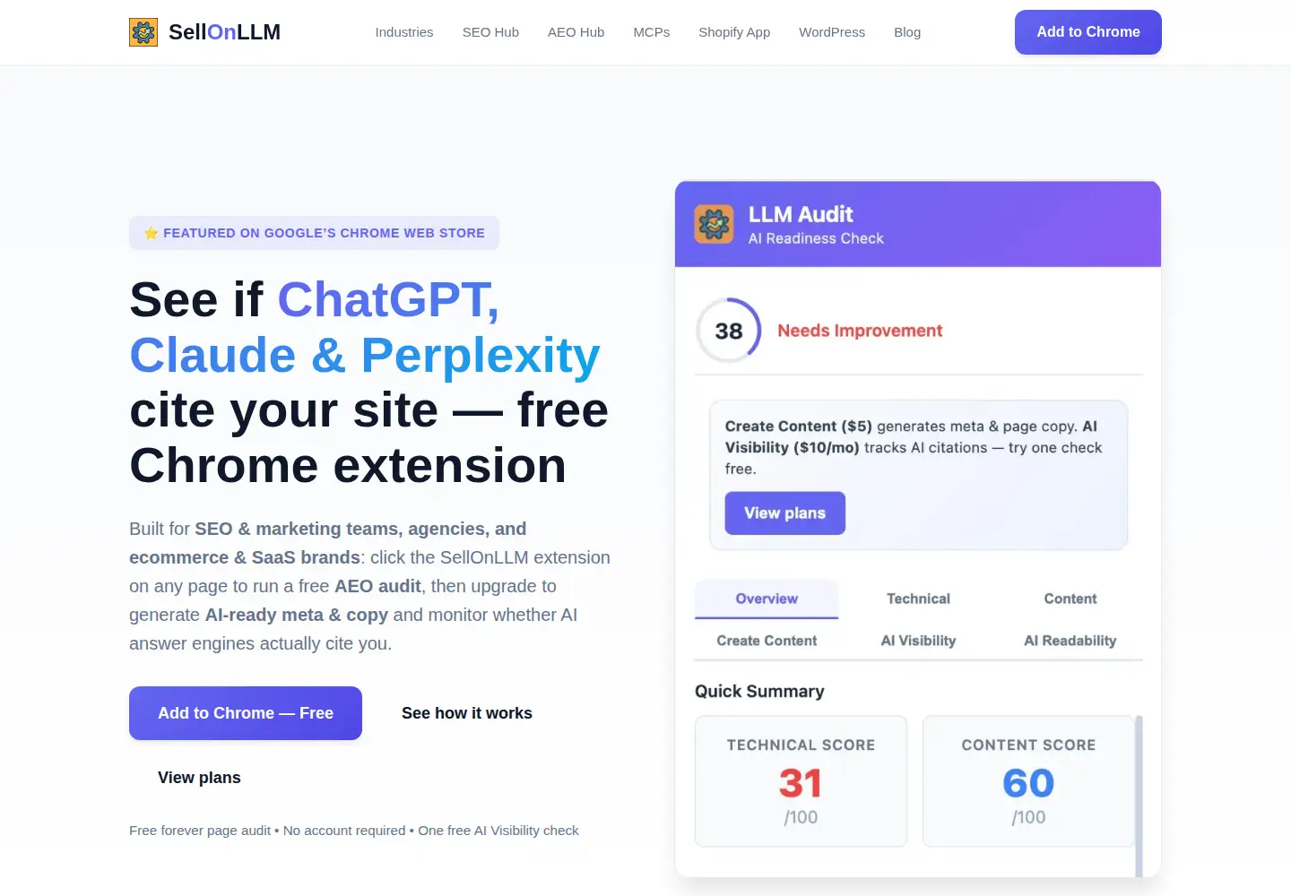 Screenshot of sellonllm.com