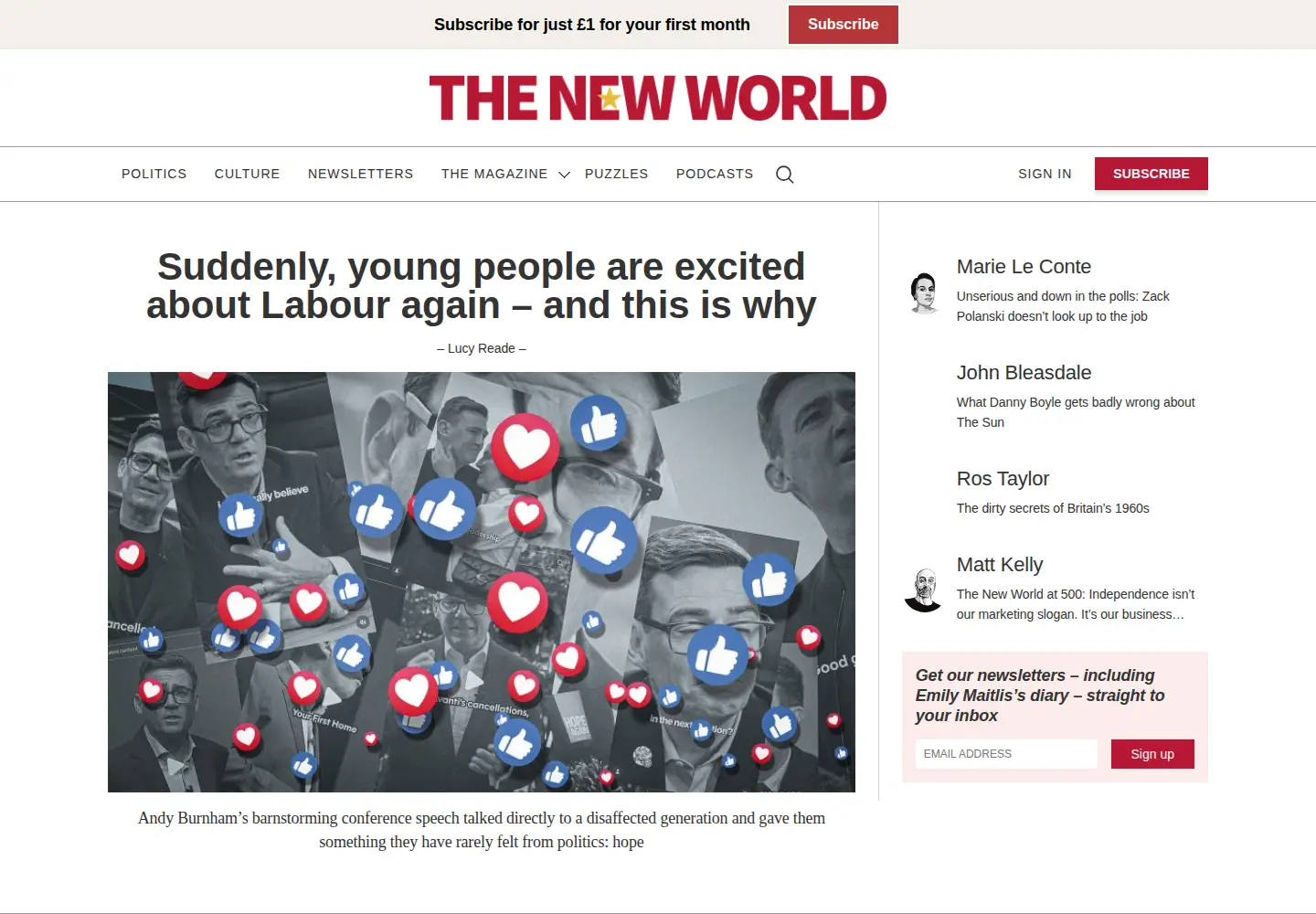 Screenshot of theneweuropean.co.uk