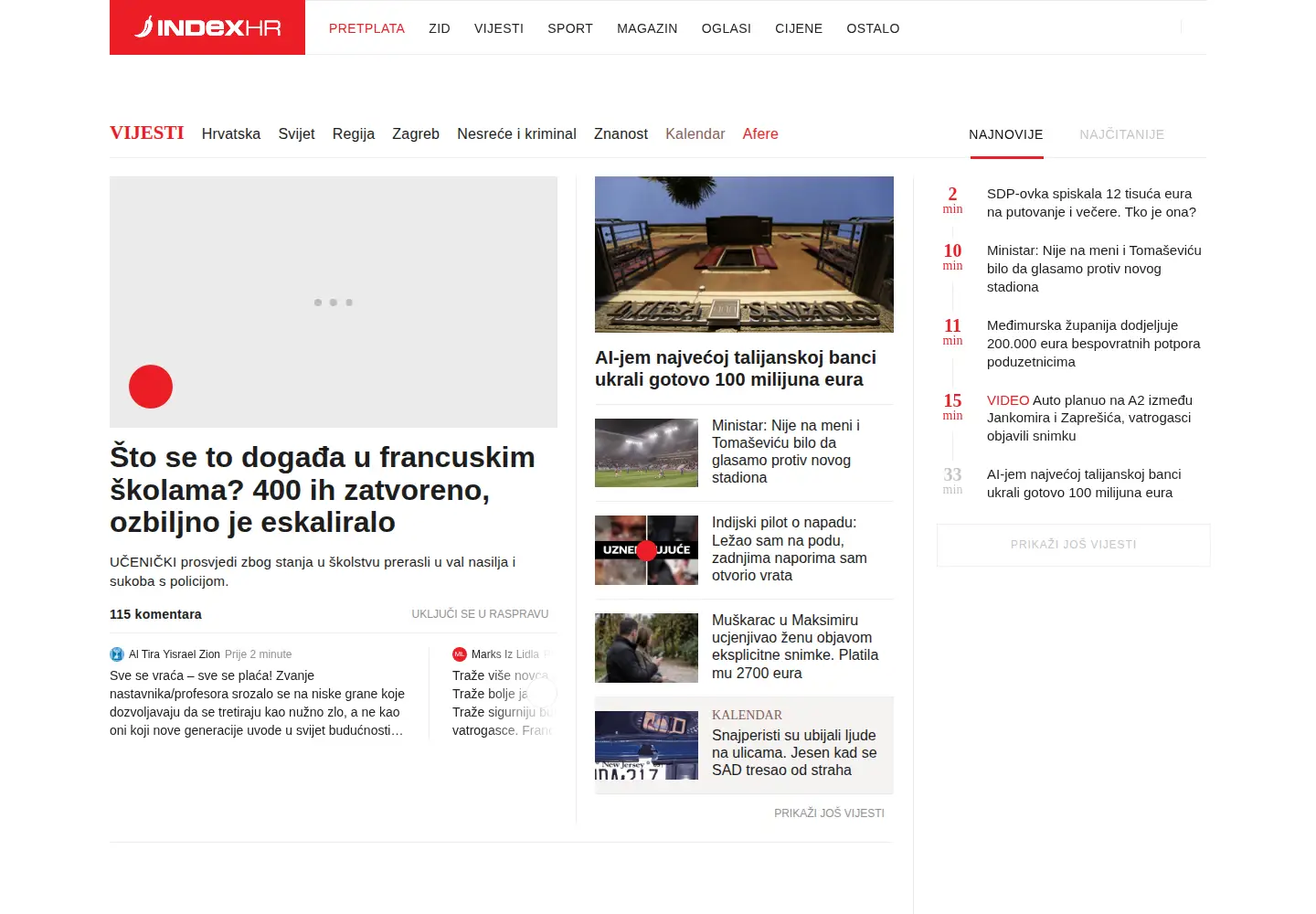 Screenshot of index.hr