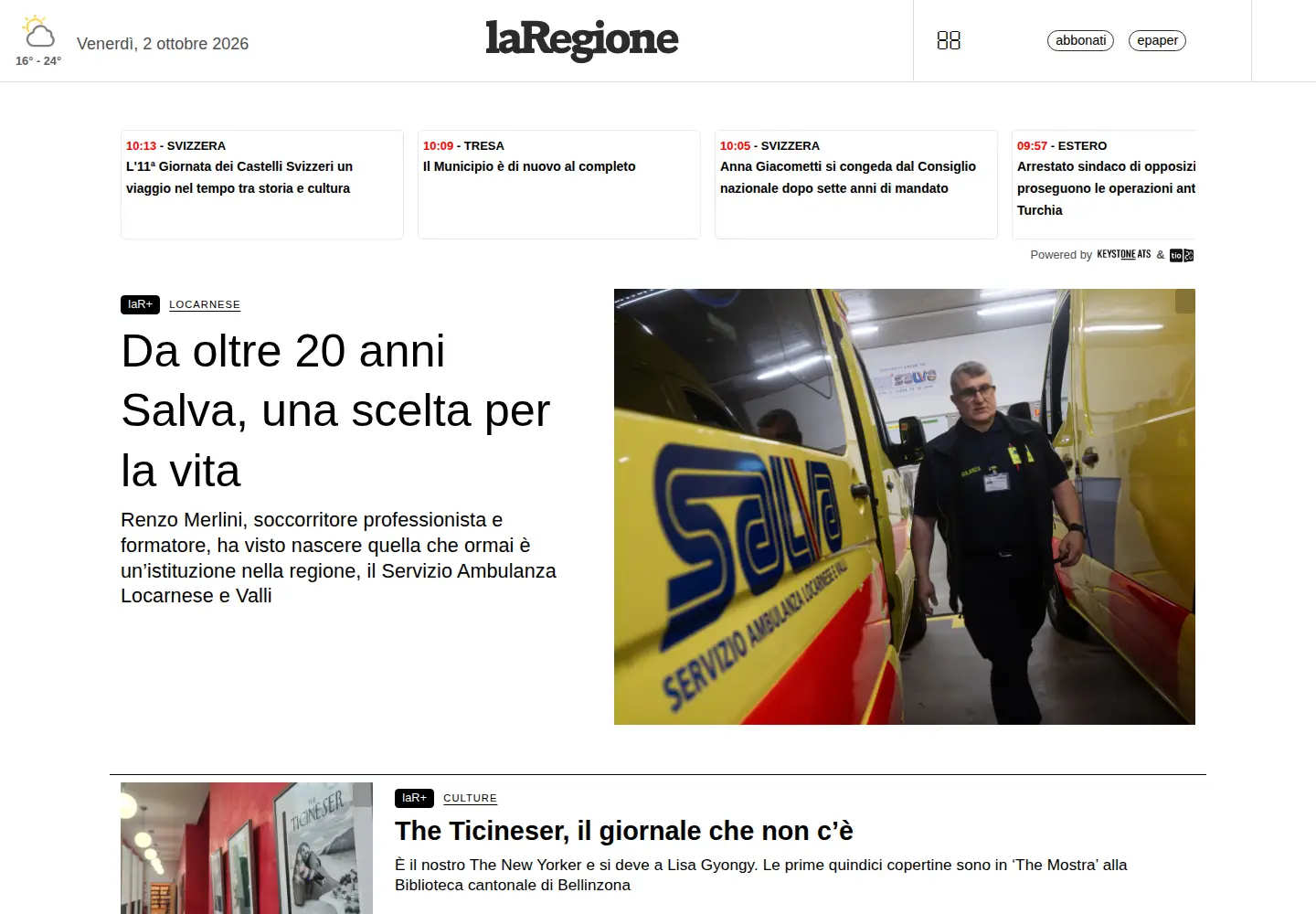 Screenshot of laregione.ch