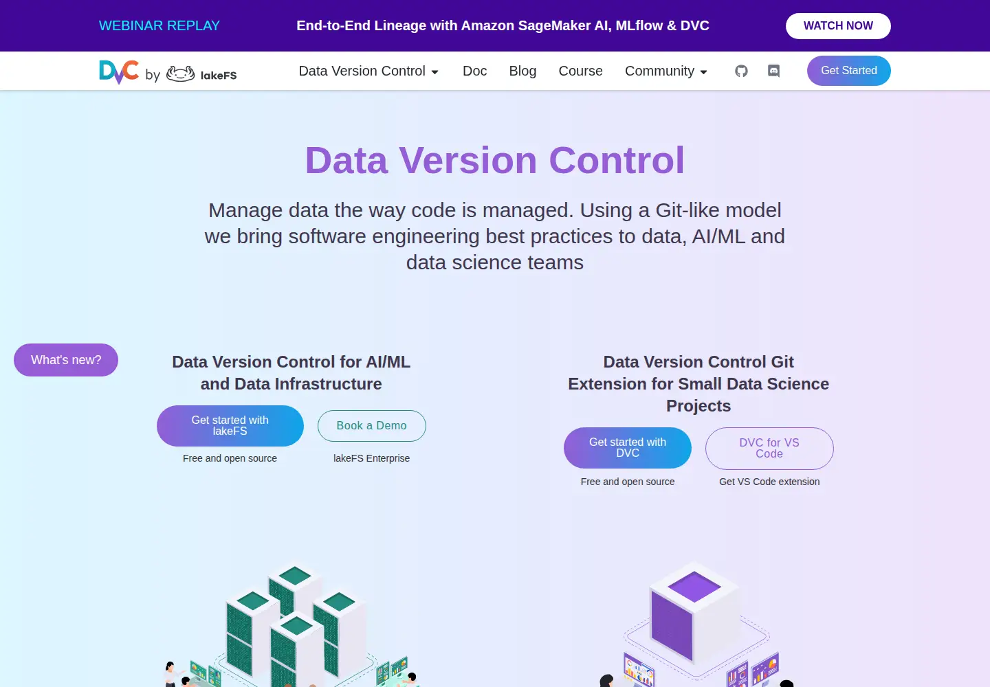 Screenshot of dvc.org