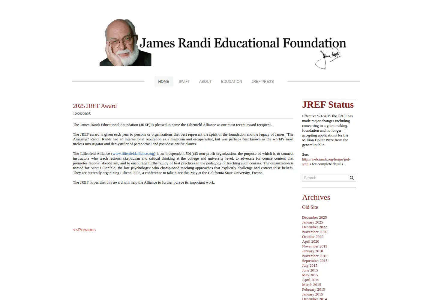Screenshot of randi.org