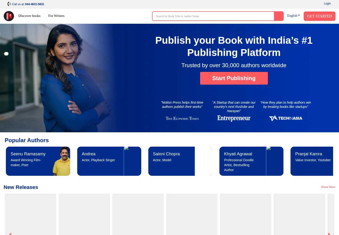 Screenshot of notionpress.com