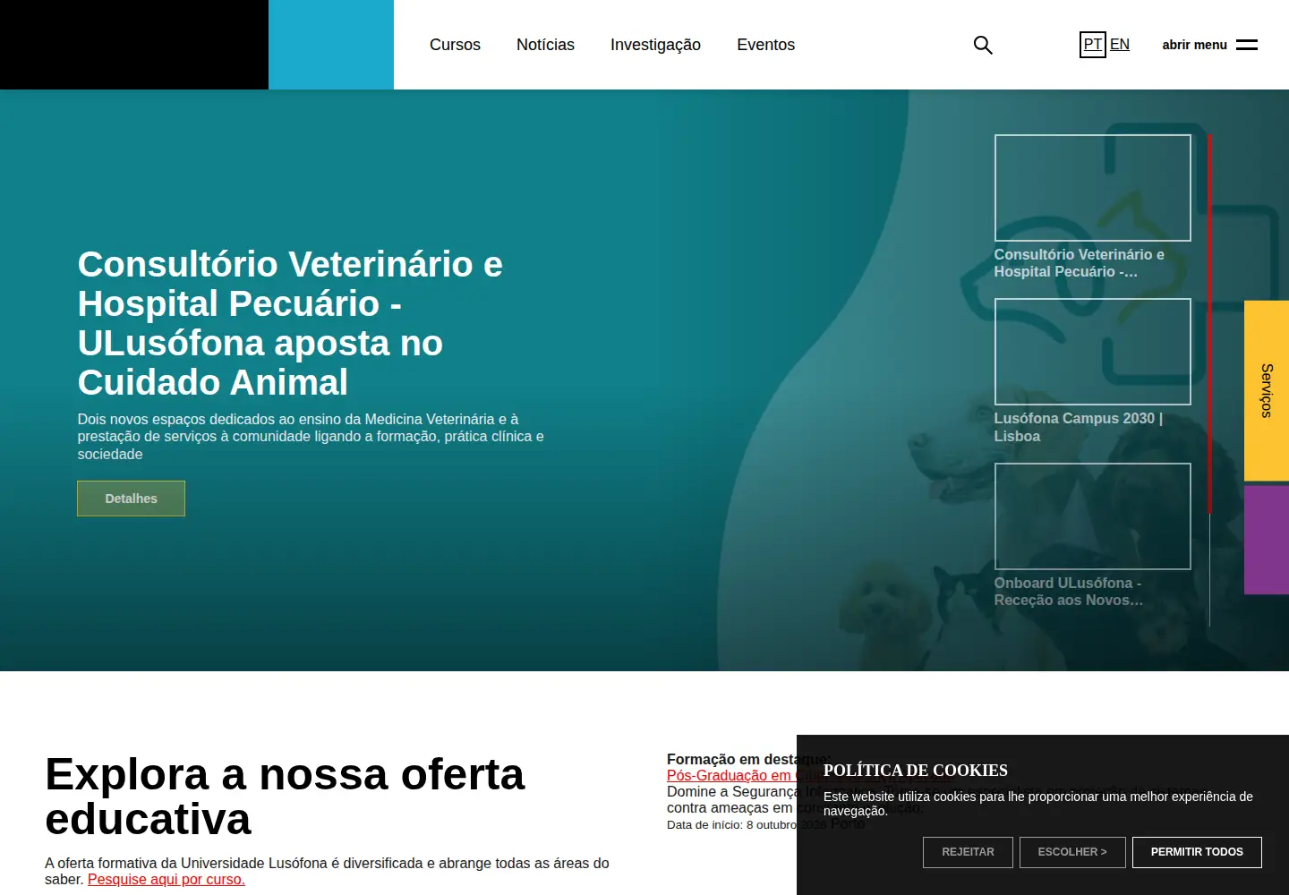 Screenshot of ulusofona.pt