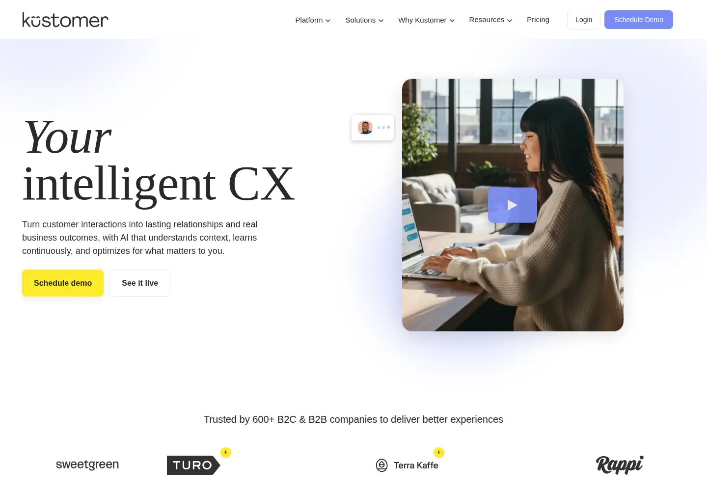 Screenshot of kustomer.com