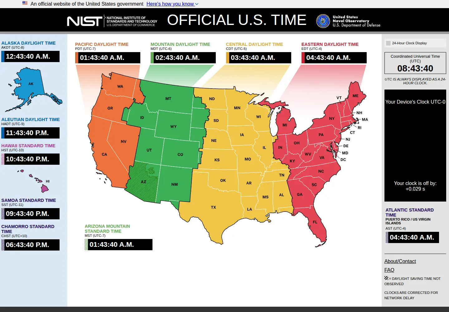 Screenshot of time.gov