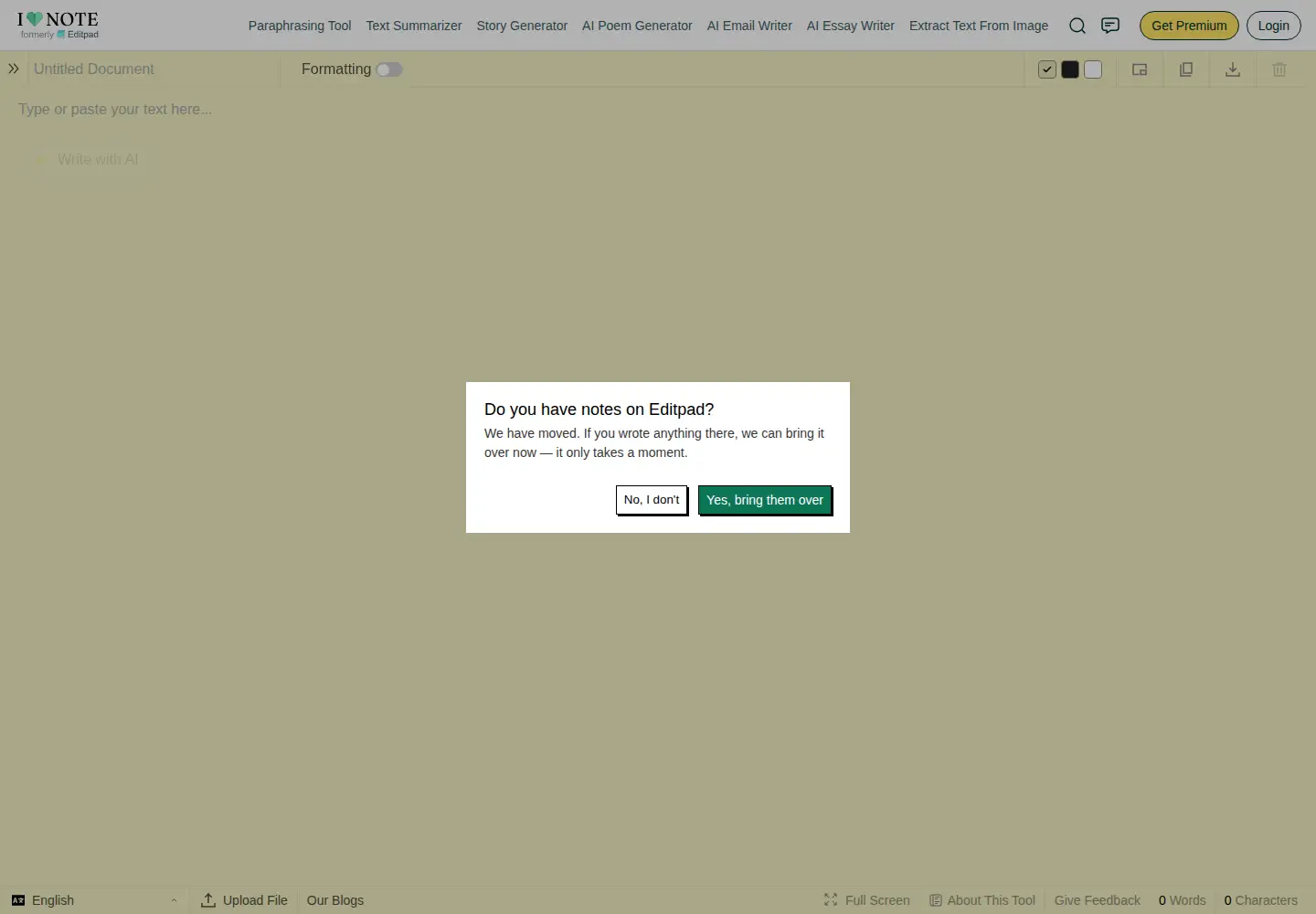 Screenshot of editpad.org