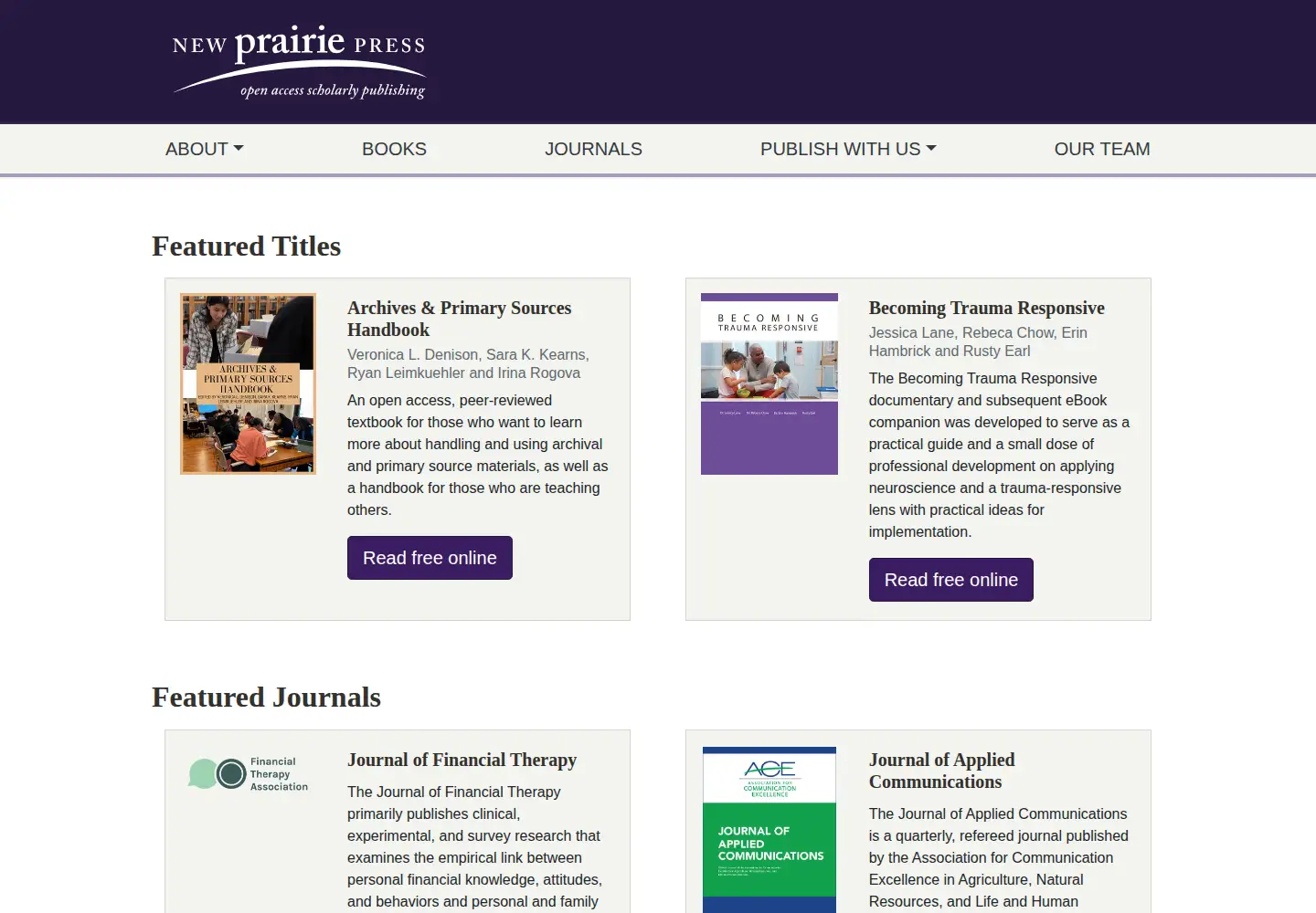 Screenshot of newprairiepress.org