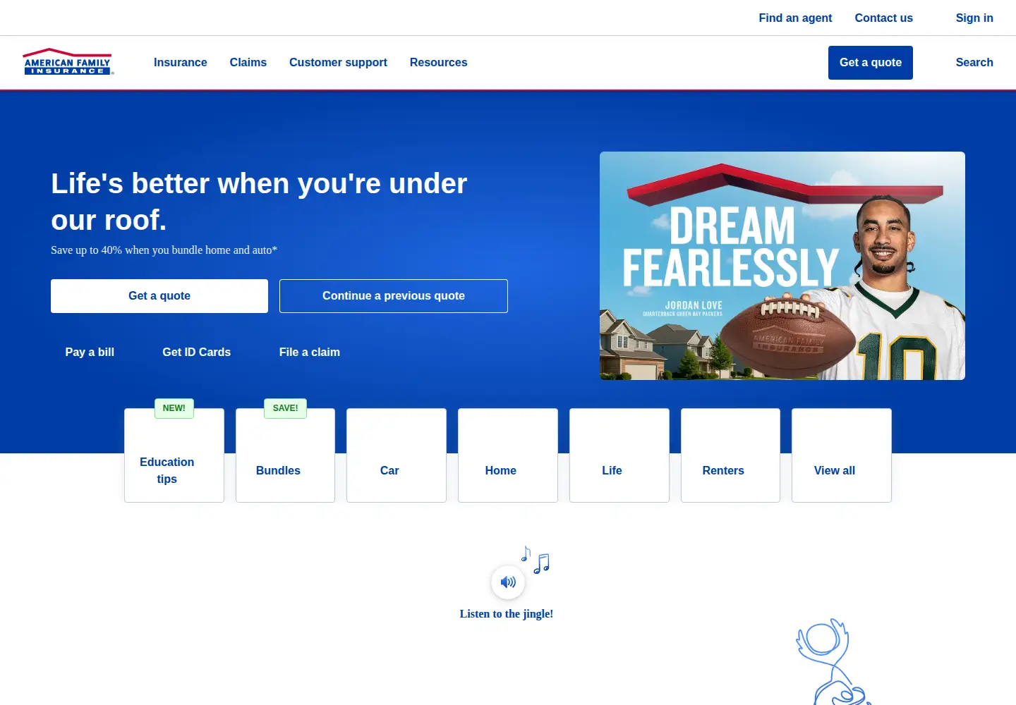 Screenshot of amfam.com