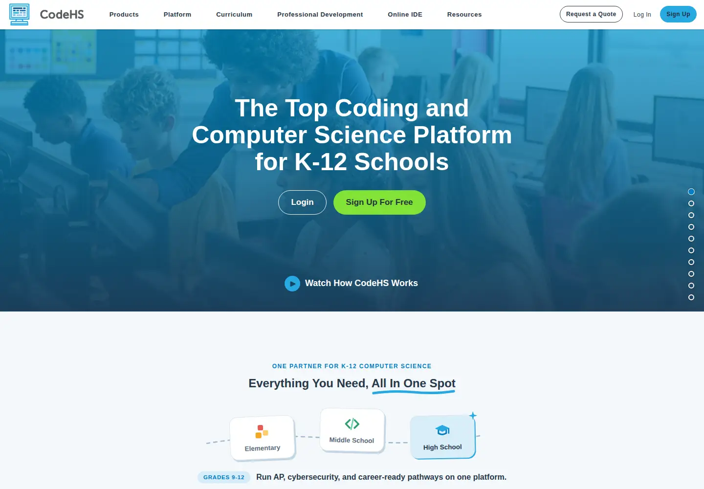 Screenshot of codehs.com