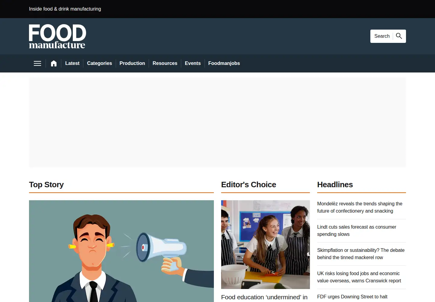 Screenshot of foodmanufacture.co.uk