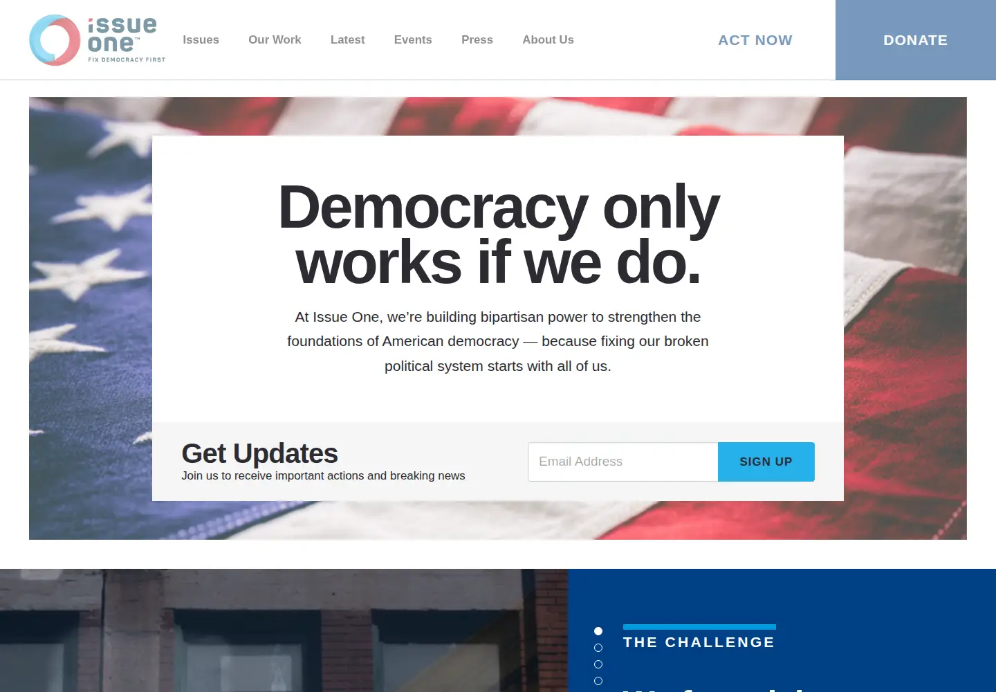 Screenshot of issueone.org