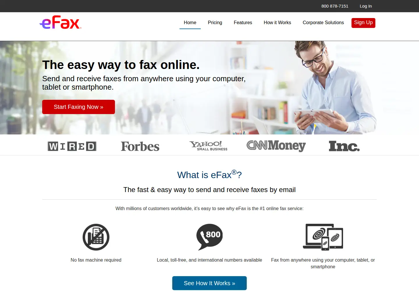 Screenshot of efax.com