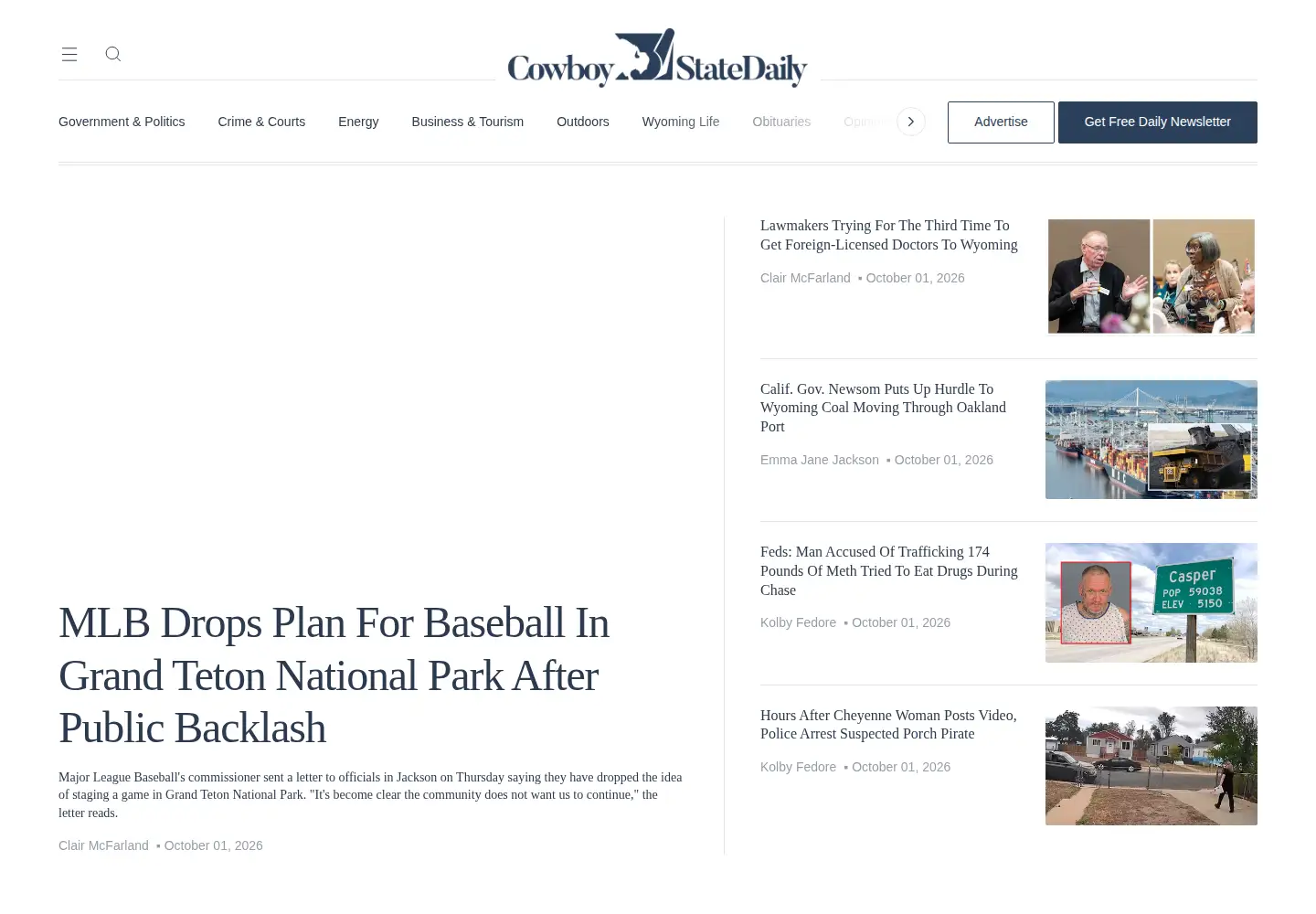 Screenshot of cowboystatedaily.com