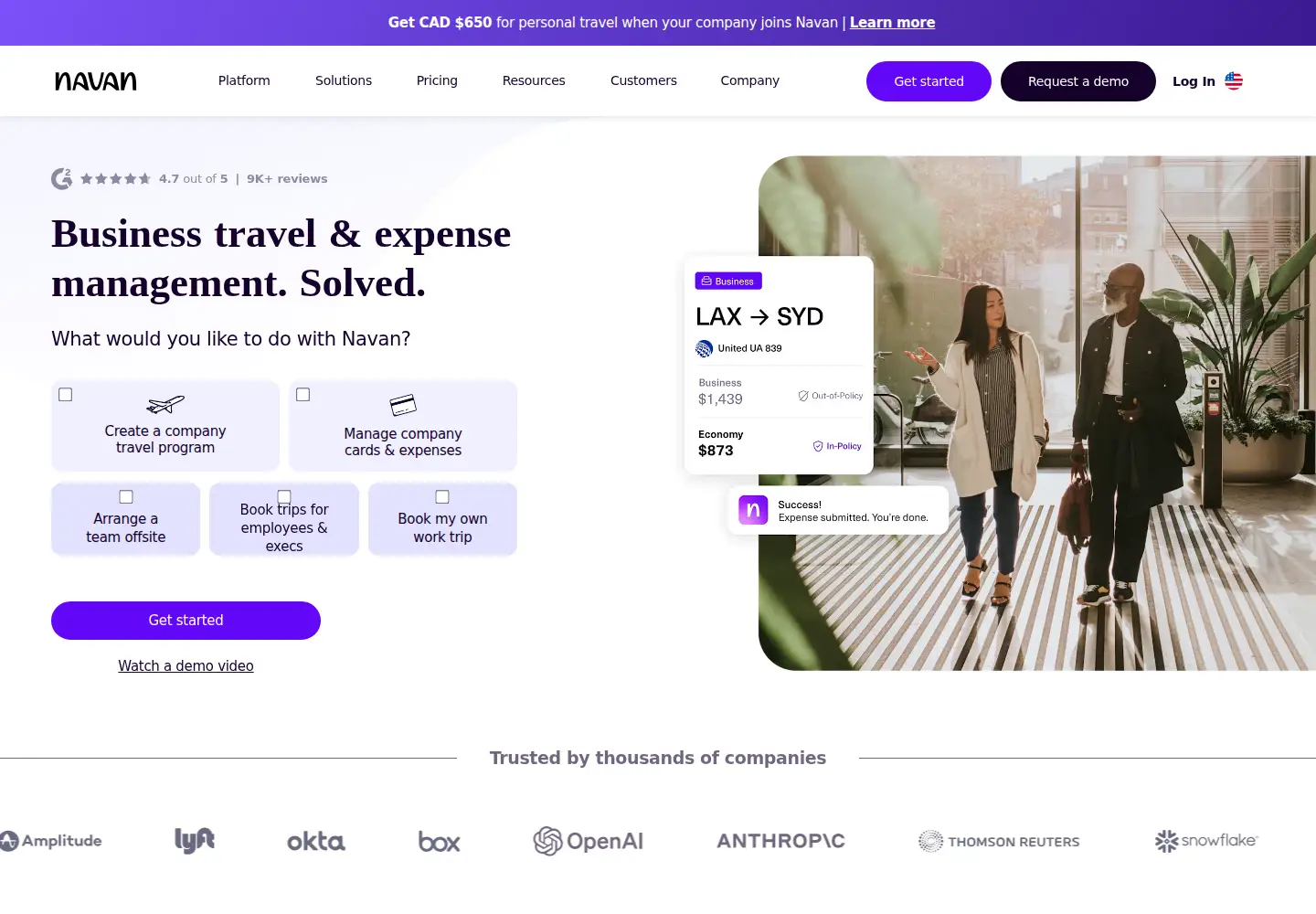 Screenshot of navan.com