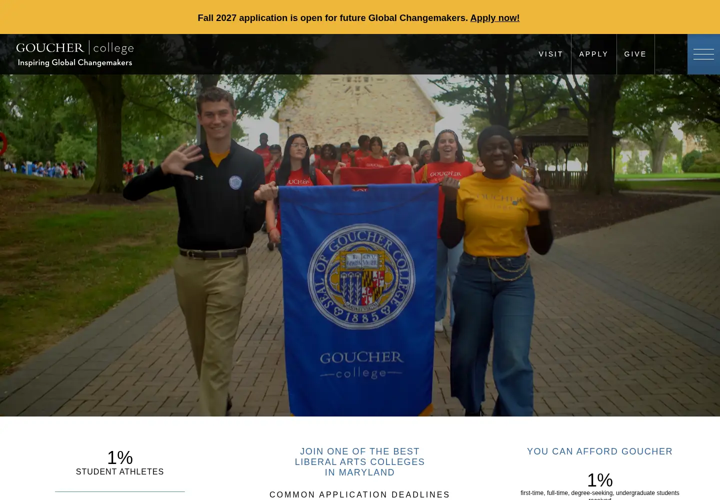 Screenshot of goucher.edu